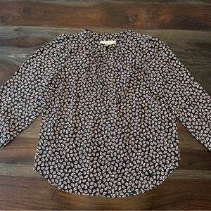 LOFT Black and White Paisley Blouse